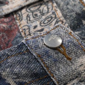 Concert Outfit Cashew Flower Digital Printed Imitation Jeans