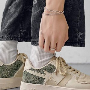 Concert Outfit Cashew Flower Patchwork Canvas Shoes