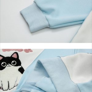 Concert Outfit Cat Contrast Color Hoodie