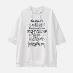 Concert Outfit Chain Decorated Oversized T-Shirt