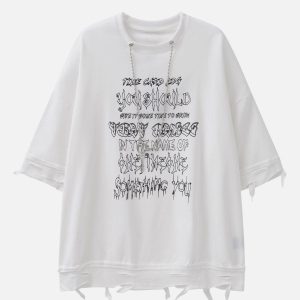 Concert Outfit Chain Decoration Distressed Tee