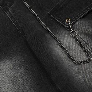 Concert Outfit Chain Design Big Pockets Cargo Jeans