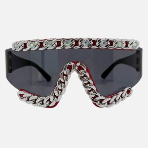 Concert Outfit Chain-Embellished Sunglasses