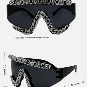 Concert Outfit Chain-Embellished Sunglasses