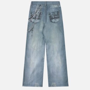 Concert Outfit Chains Print Jeans
