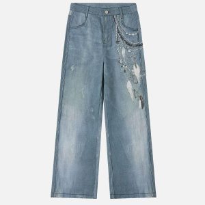Concert Outfit Chains Print Jeans