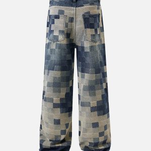 Concert Outfit Checkerboard Jacquard Wide Leg Jeans