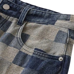 Concert Outfit Checkerboard Jacquard Wide Leg Jeans