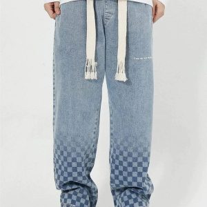 Concert Outfit Checkerboard Print Jeans