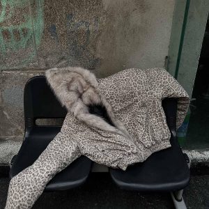 Concert Outfit Cheetah Print Mink Fur Hooded Jacket