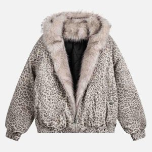 Concert Outfit Cheetah Print Mink Fur Hooded Jacket