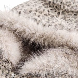 Concert Outfit Cheetah Print Mink Fur Hooded Jacket