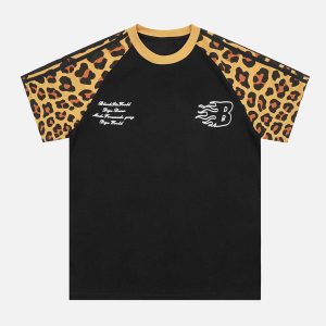 Concert Outfit Cheetah Print Raglan Sleeve T-Shirt