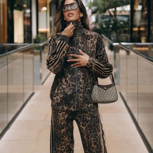 Concert Outfit Cheetah Print Suede Track Jacket