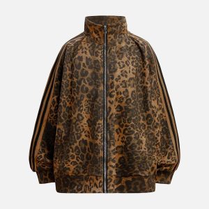 Concert Outfit Cheetah Print Suede Track Jacket