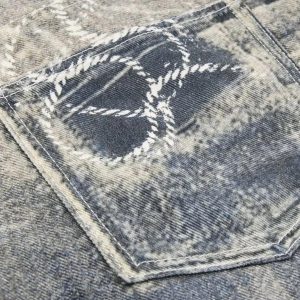 Concert Outfit Cigarette Digital Print Imitation Jeans