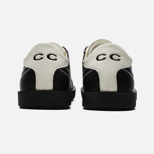 Concert Outfit Classic Black Fluid Lines Leather Sneakers