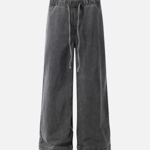 Concert Outfit Classic Washed Drawstring Baggy Jeans