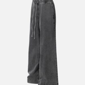 Concert Outfit Classic Washed Drawstring Baggy Jeans