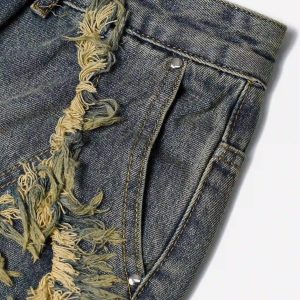 Concert Outfit Clean Fit Whisker Patchwork Cropped Denim Jorts