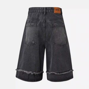 Concert Outfit Clean Fit Whisker Patchwork Cropped Denim Jorts