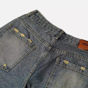 Concert Outfit Clean Fit Whisker Patchwork Cropped Denim Jorts
