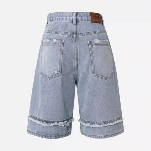 Concert Outfit Clean Fit Whisker Patchwork Cropped Denim Jorts