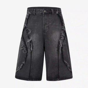 Concert Outfit Clean Fit Whisker Patchwork Cropped Denim Jorts