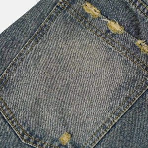 Concert Outfit Clean Fit Whisker Patchwork Cropped Denim Jorts