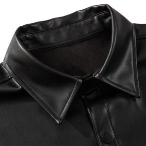 Concert Outfit Cleanfit Short-Sleeve PU Leather Shirt