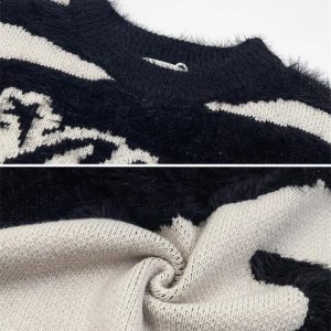 Concert Outfit Color Block Letter Jacquard Sweater