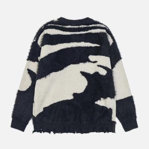 Concert Outfit Color Block Letter Jacquard Sweater