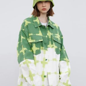 Concert Outfit Color Block Patchwork Denim Jacket