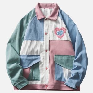 Concert Outfit Color Block Patchwork Heart Jacket