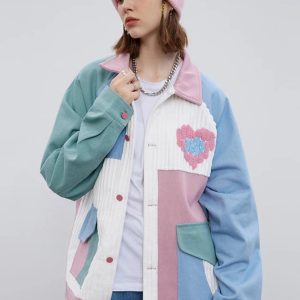 Concert Outfit Color Block Patchwork Heart Jacket