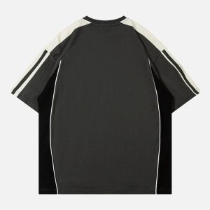 Concert Outfit Color-Blocked Strip Racing T-Shirt