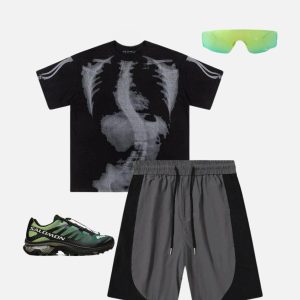 Concert Outfit Color Blocking Drawstring Shorts