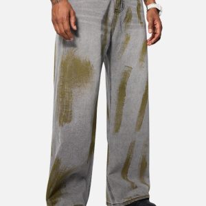 Concert Outfit Color Blocking Loose Jeans