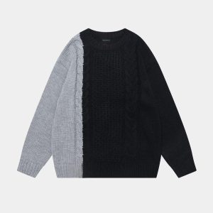 Concert Outfit Color Blocking Patchwork Sweater