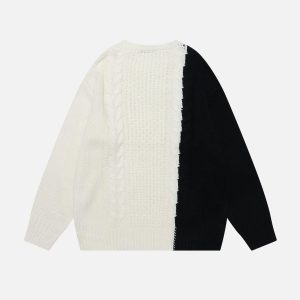 Concert Outfit Color Blocking Patchwork Sweater