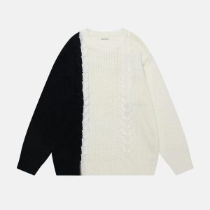 Concert Outfit Color Blocking Patchwork Sweater