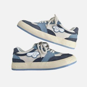 Concert Outfit Colorblock Canvas Wings Graphic Casual Shoes