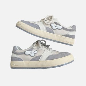 Concert Outfit Colorblock Canvas Wings Graphic Casual Shoes