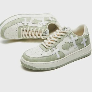 Concert Outfit Colorblock Cross Heart Casual Shoes