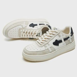 Concert Outfit Colorblock Cross Heart Casual Shoes