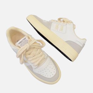 Concert Outfit Colorblock Rope Trim Skate Shoes