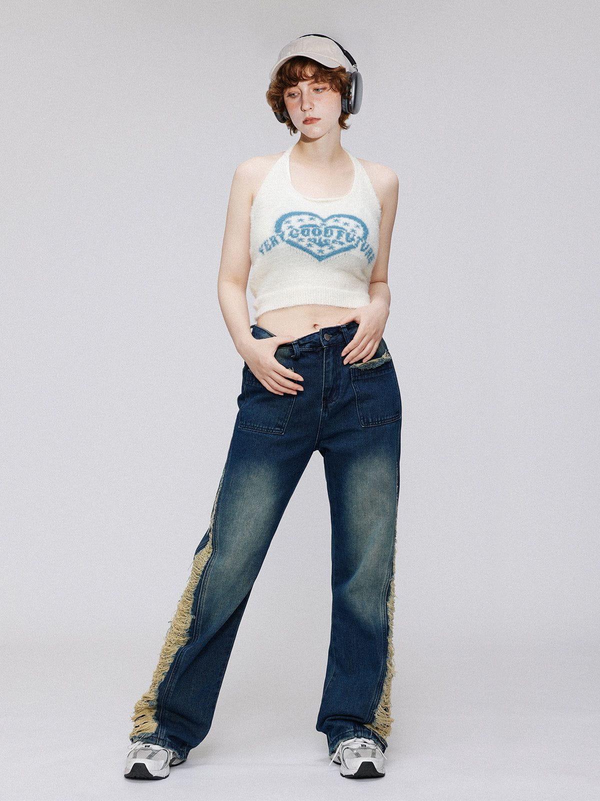 Concert Outfit Colorblock Side Embroidery Jeans Concert Outfit Colorblock Side Embroidery Jeans