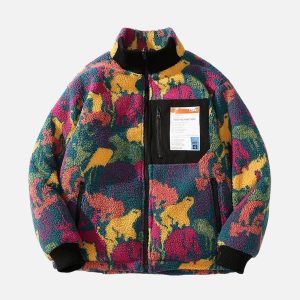 Concert Outfit Colorful Animal Reversible Jacket