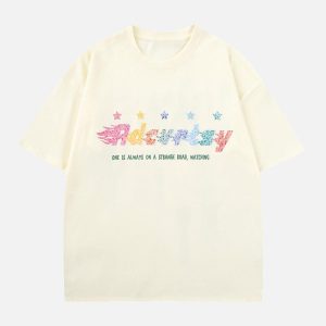 Concert Outfit Colorful Full Of Stars Printed T-Shirt
