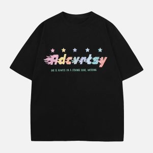 Concert Outfit Colorful Full Of Stars Printed T-Shirt